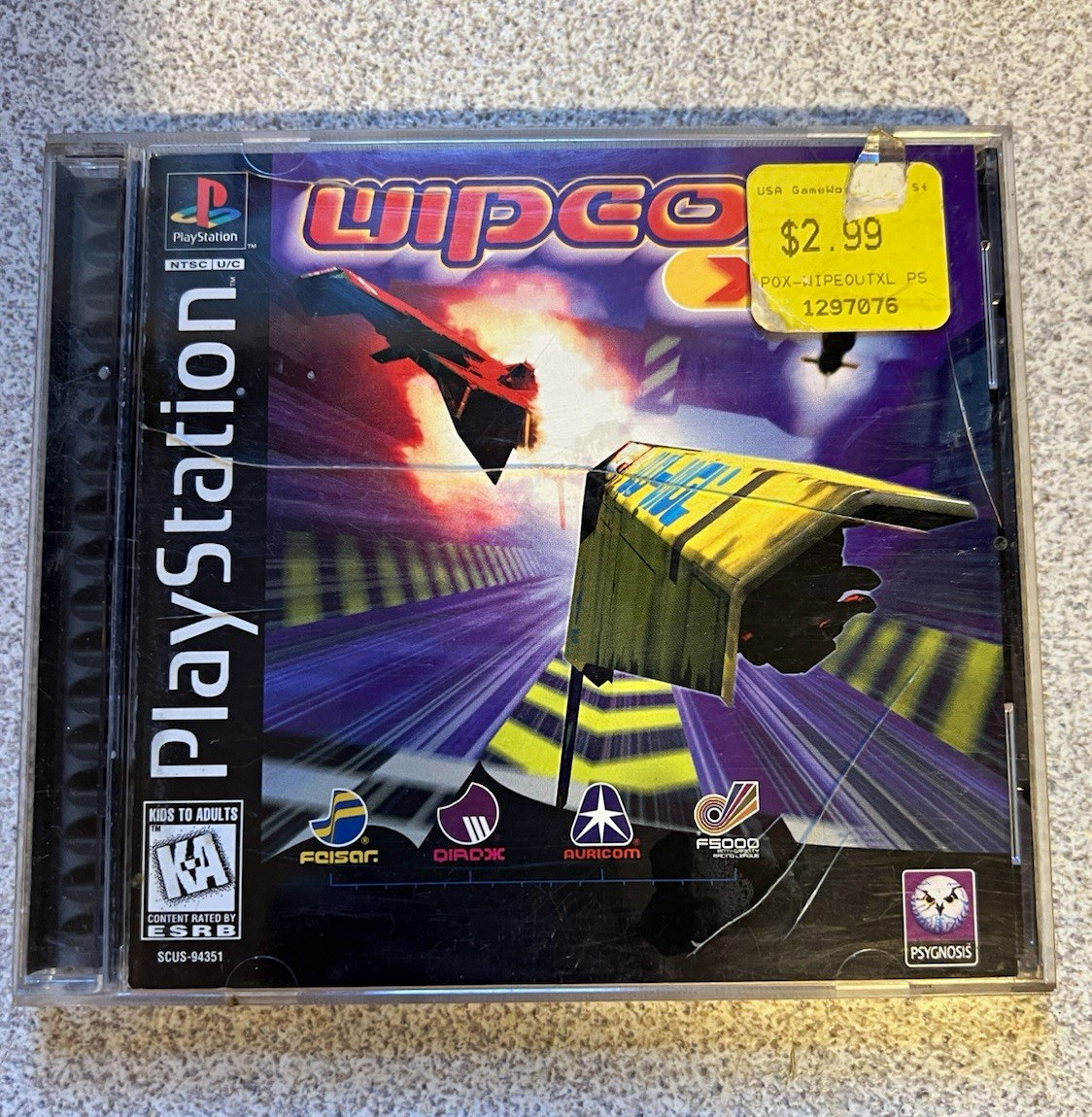 Wipeout XL Sony PlayStation 1 PS1 Black Label SCUS-94351 1996 Untested