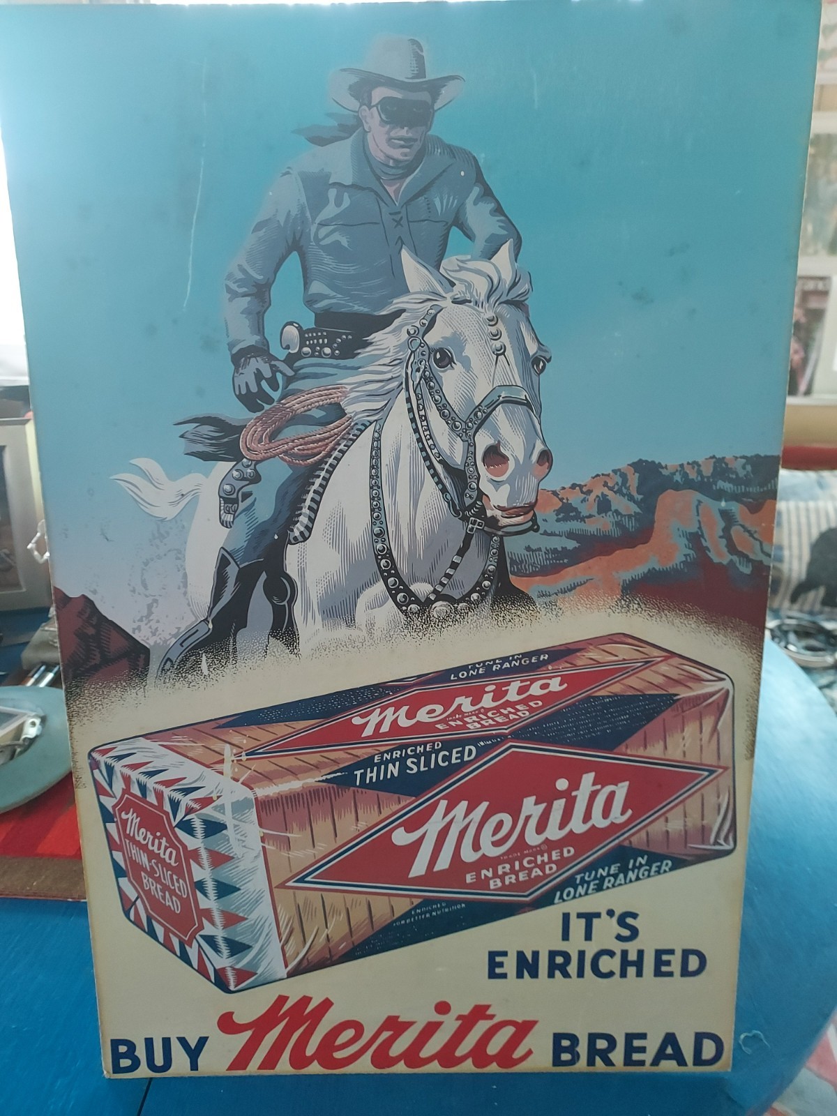 Vintage Merita, Lone Ranger Bread Sign, 1954