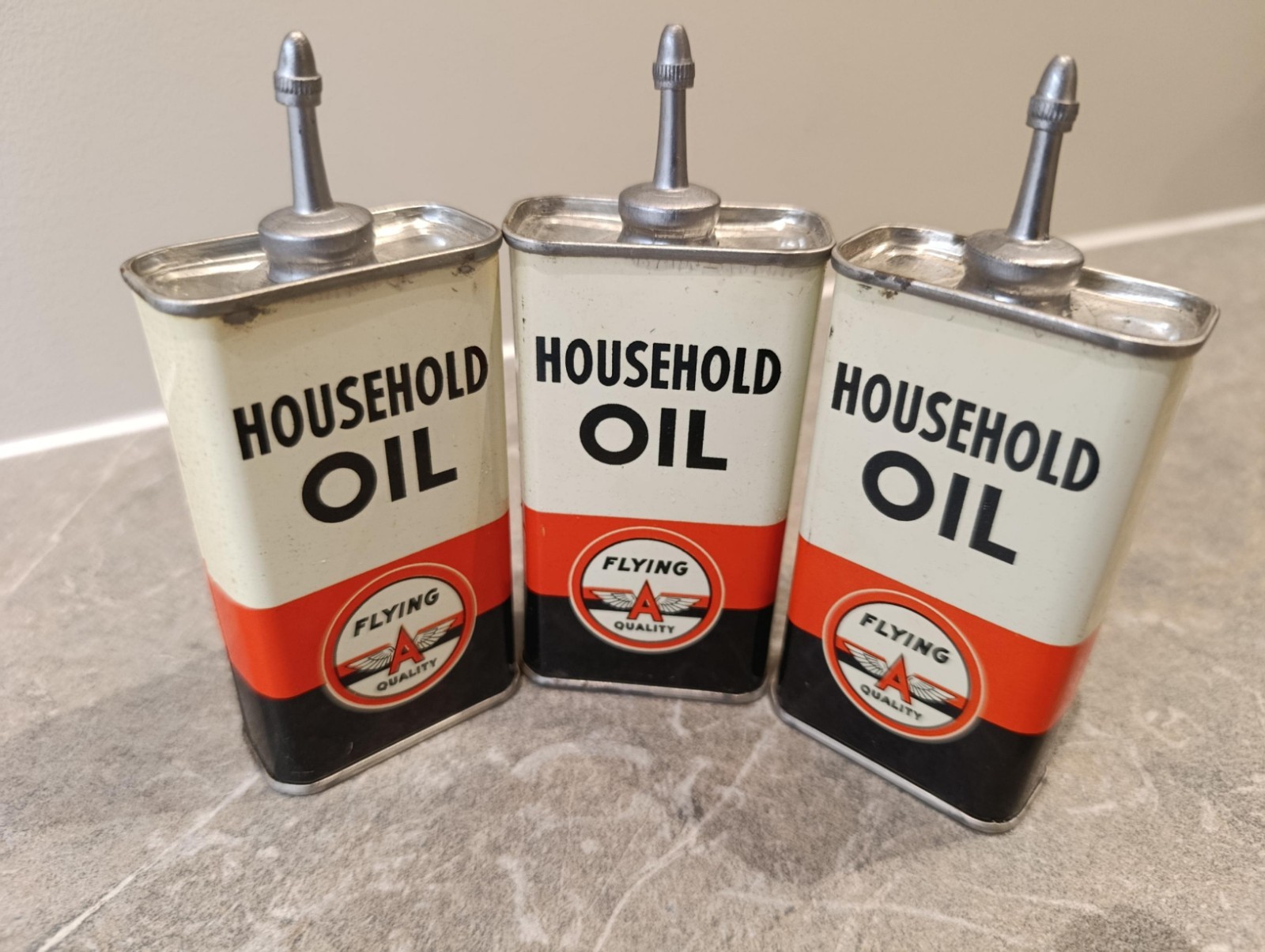 NOS Vintage FLYING A LEAD TOP Household OIL CAN Handy Oiler TIDE WATER VEEDOL