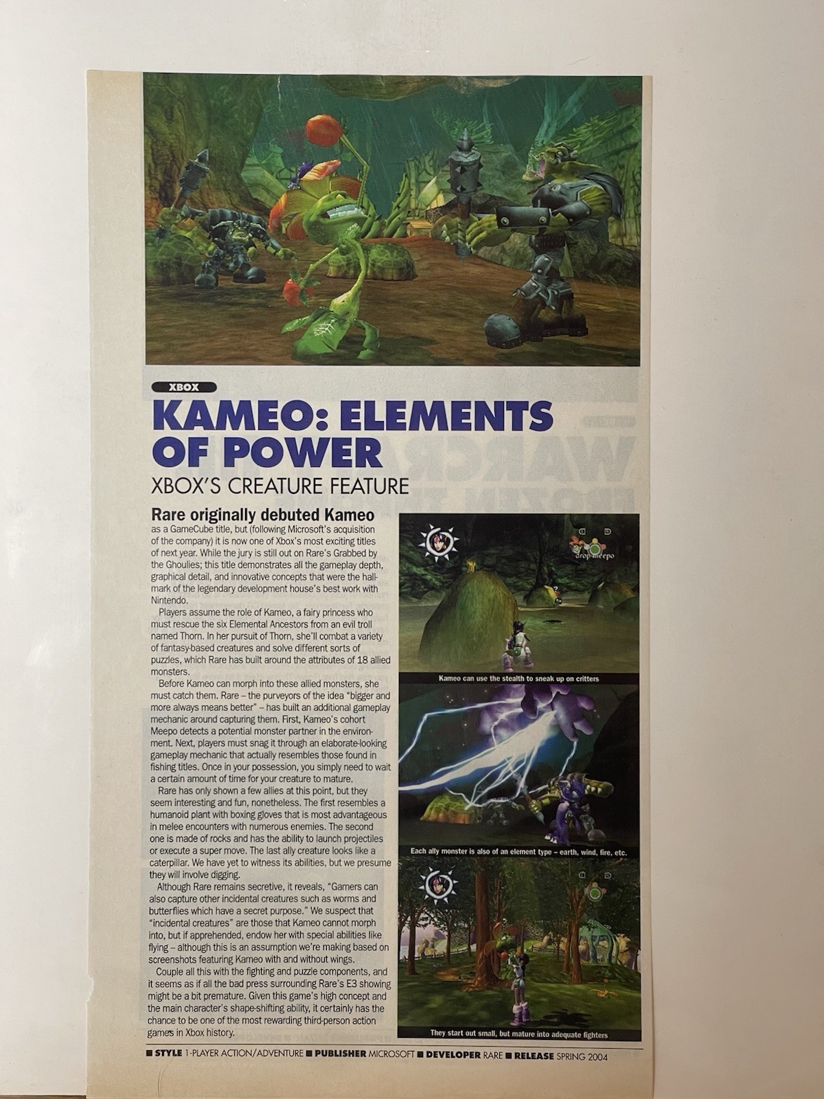 Kameo Elements of Power Xbox Preview Print Ad Rare 2004