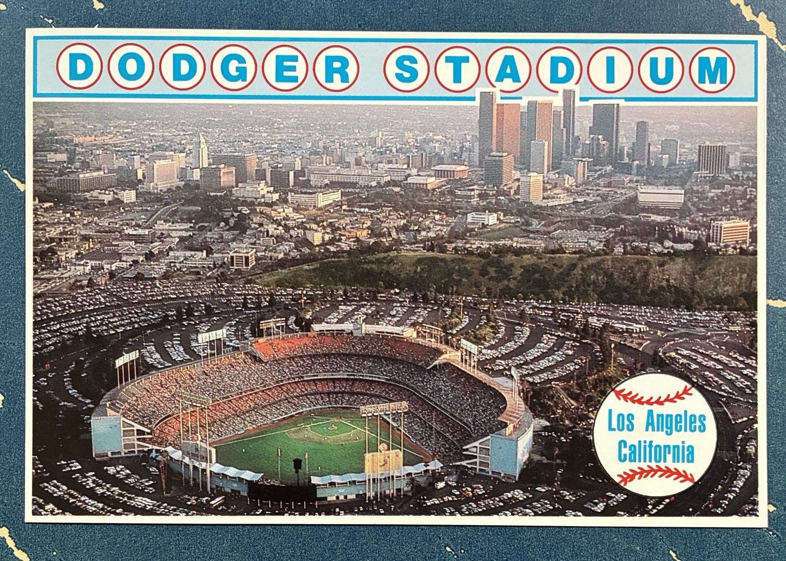 Dodger Stadium Original Vintage Baron Wolman Los Angeles California CA Postcard