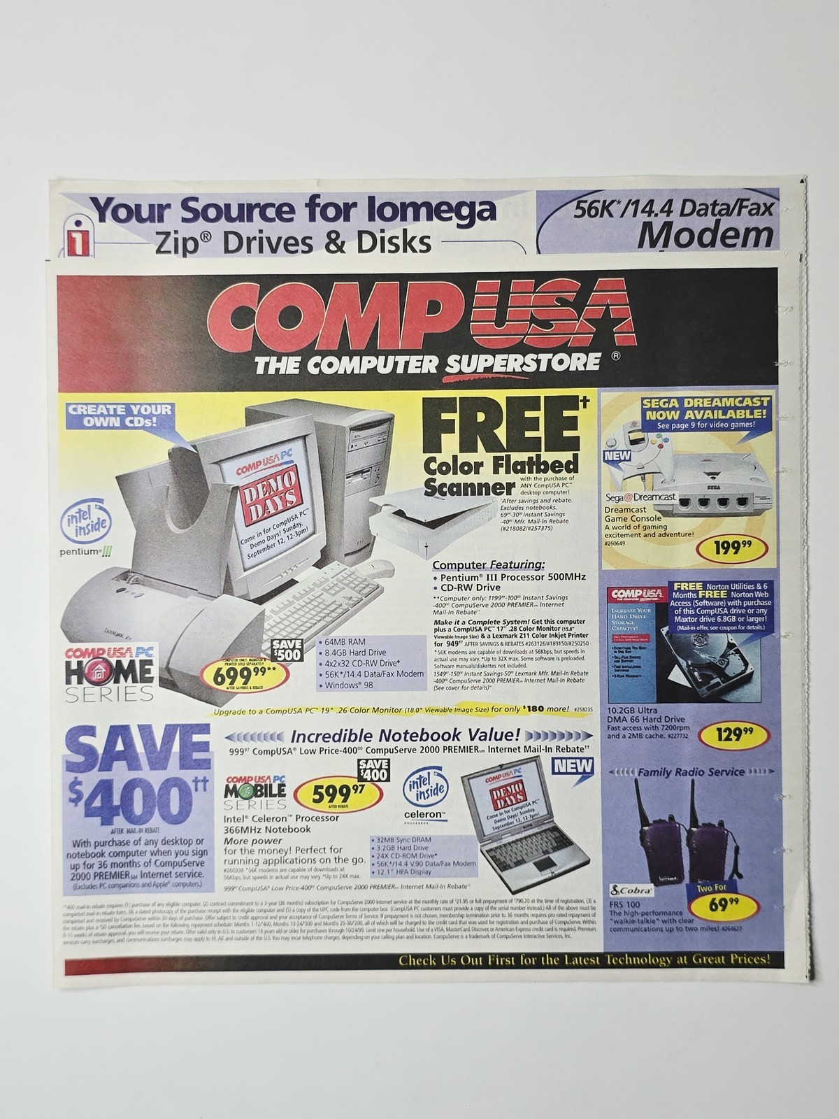 CompUSA September 1999 Circular Sega Dreamcast Final Fantasy VIII Game Boy