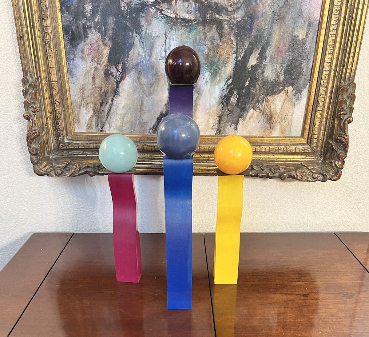 FOUR STUNNING ACRYLIC CANDLESTICKS FROM NEIMEN MARCUS COLLECTION.