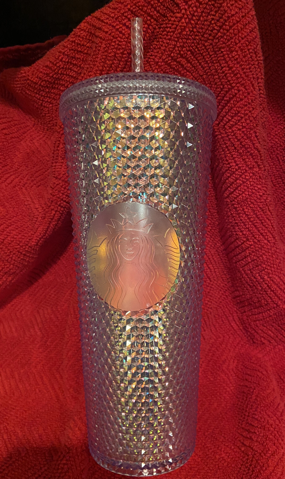 Starbucks 2018 Clear Iridescent Rainbow Unicorn Studded Tumbler RARE - 
