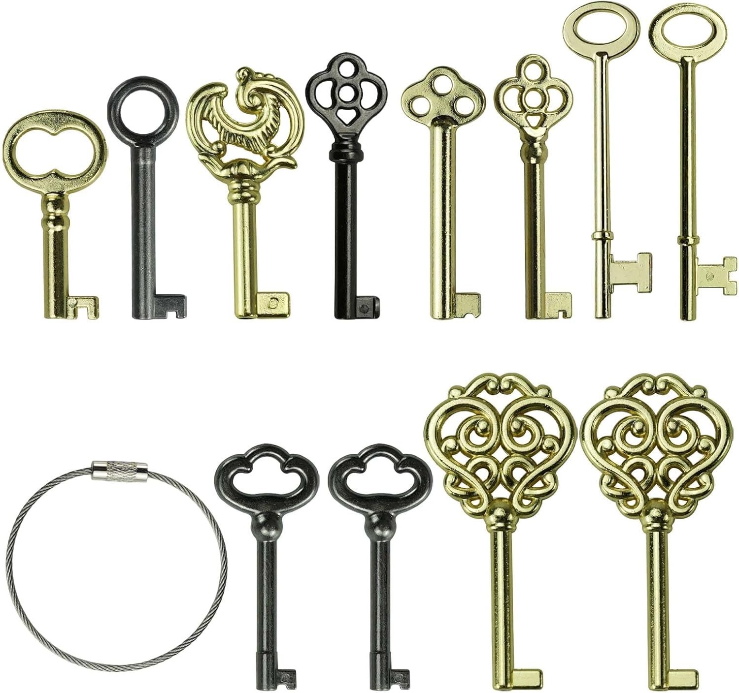 Skeleton Key Set 12PCS for Grandfather Clock Cabinet Doors and Display Case