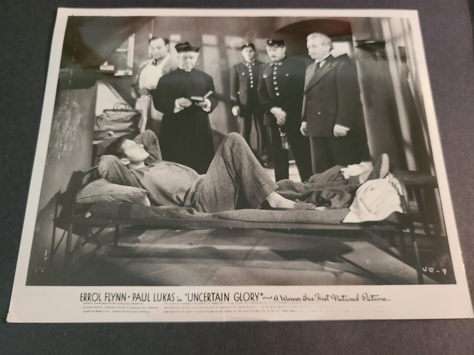 Vintage Movie Promo Press Photo Uncertain Glory Errol Flynn Paul Lukas