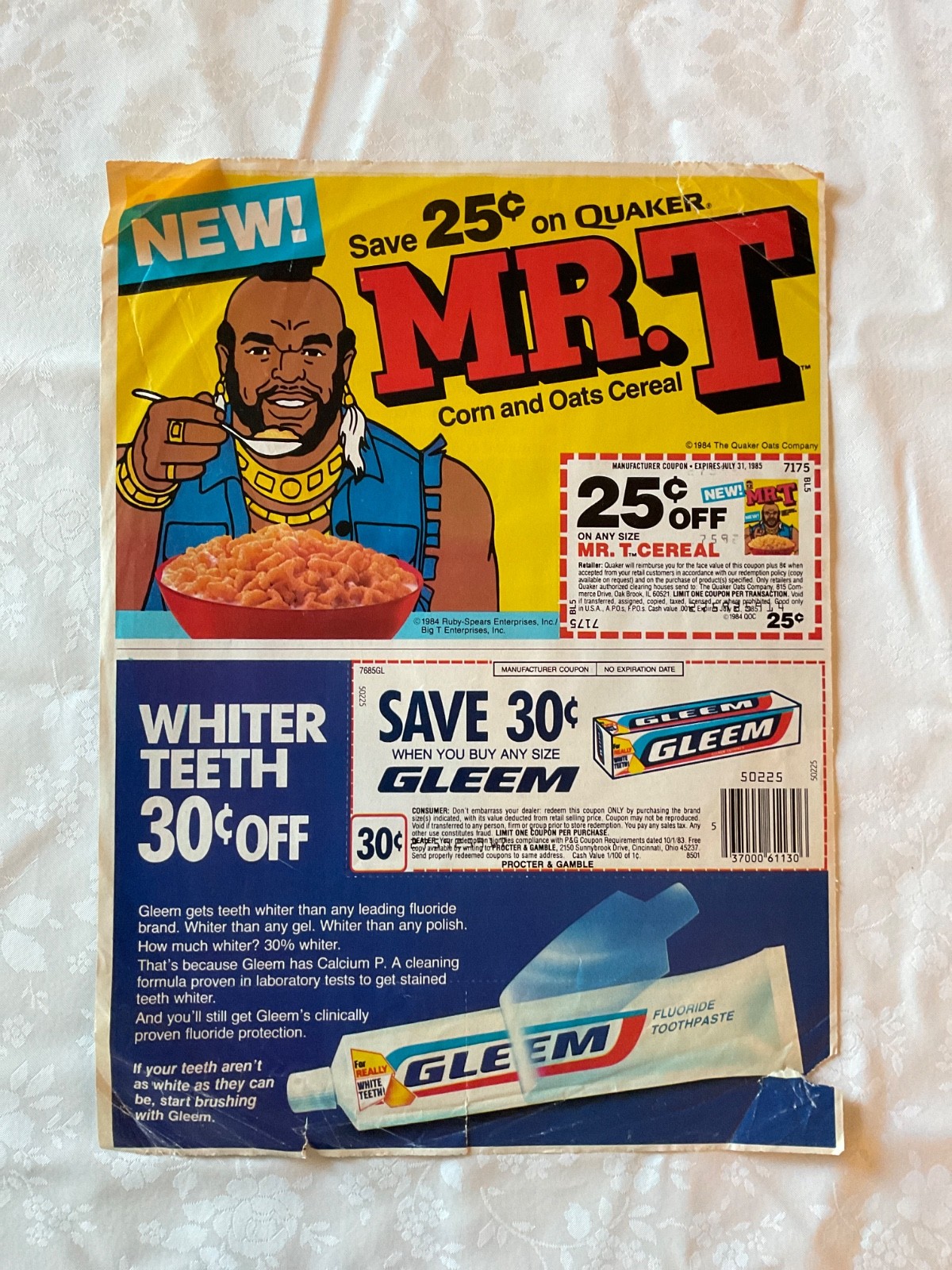 Vtg 1985 MR T Cereal Childrens A-Team Betty Crocker Coupon Circular Print Ad