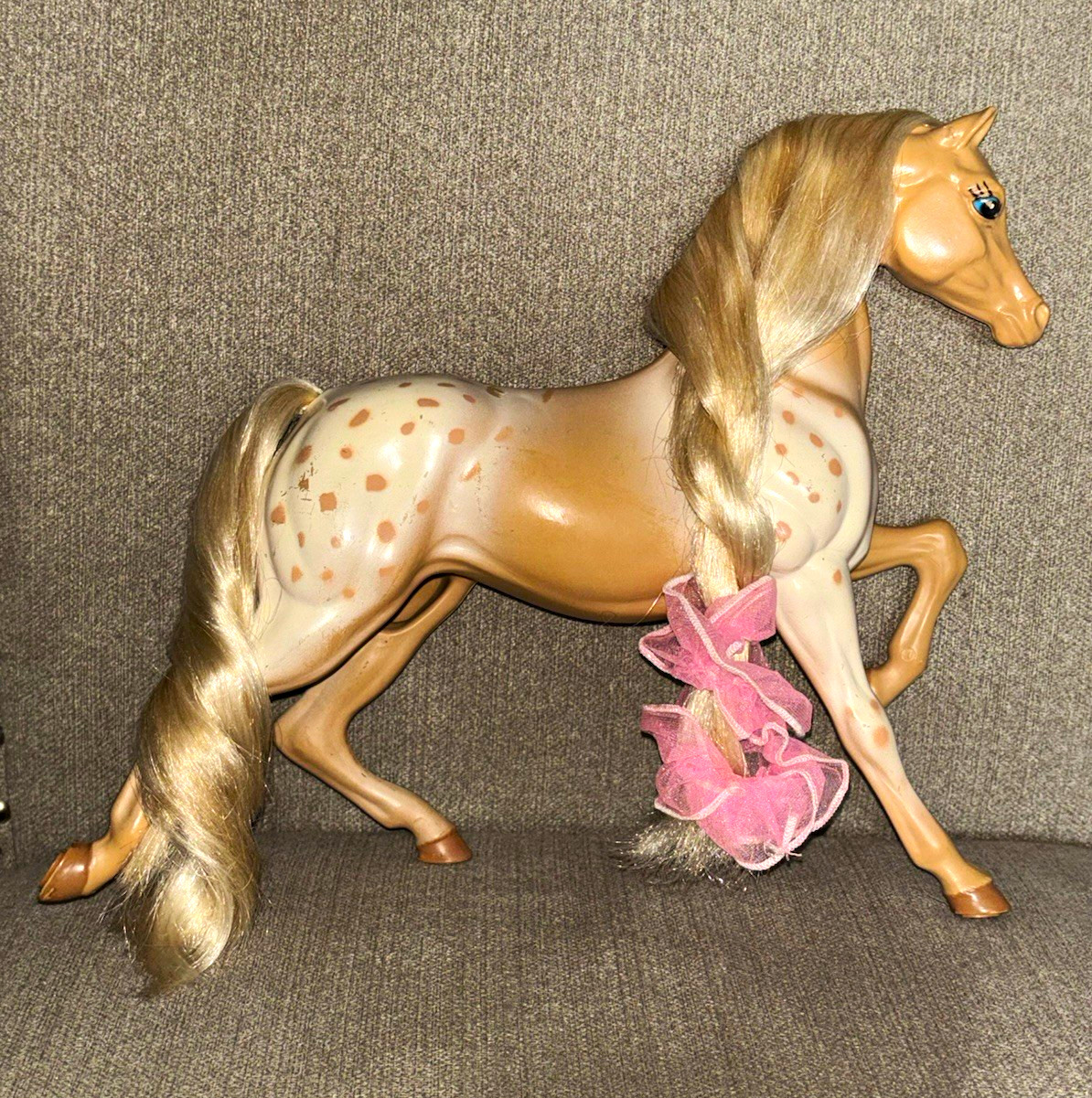 Vintage 1983 Mattel Barbie Horse Appaloosa Spotted Tan Blonde Mane & Tail
