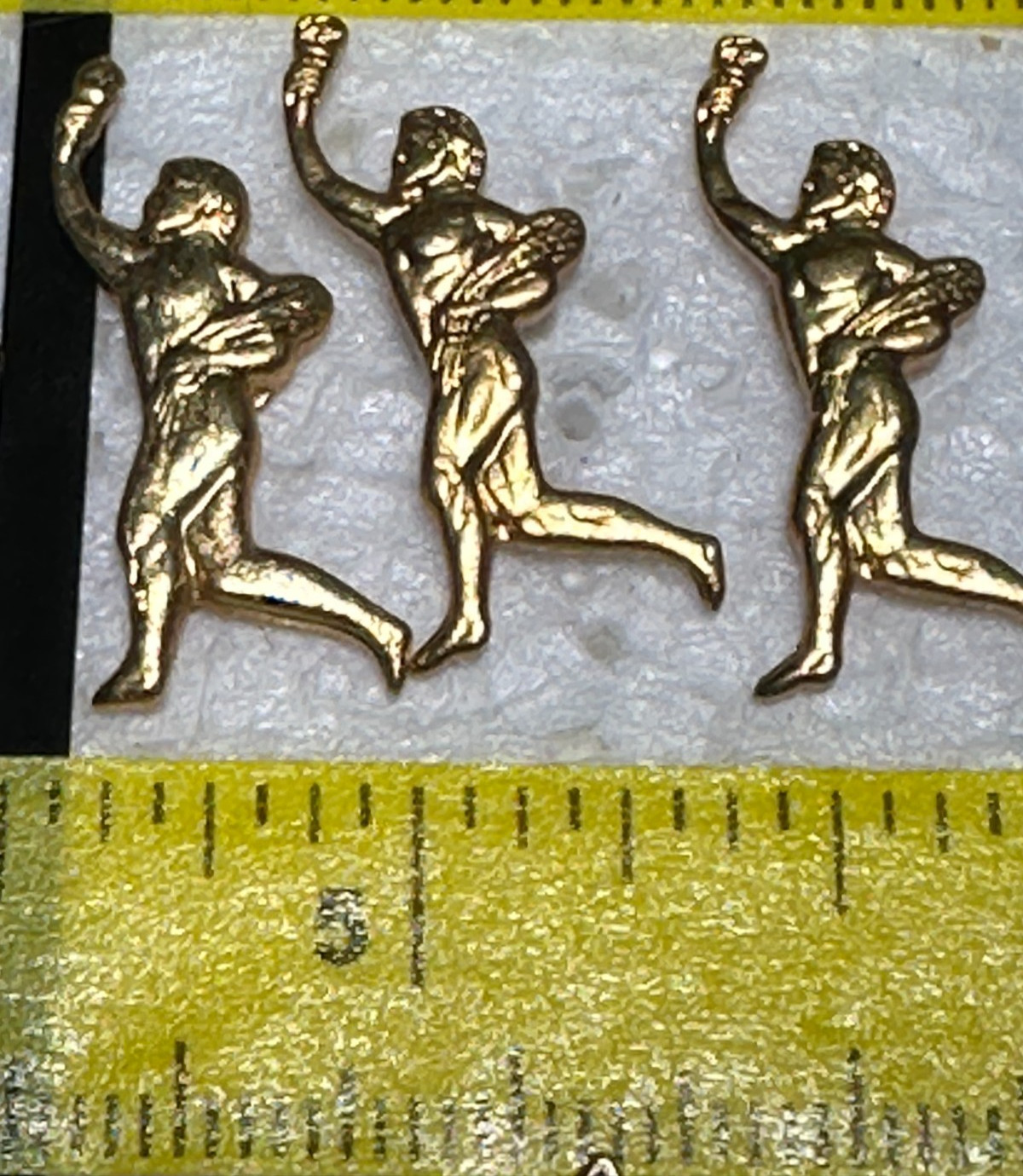 Vintage Olympic Games Torch Figure Runner Lapel Tack Pins or Brooch Gold-tone