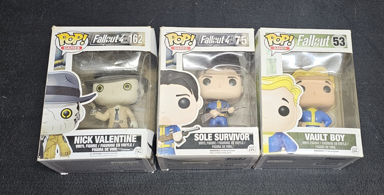 NEW LOT OF FUNKO POP FALLOUT NICK VALENTINE 162 SOLE SURVIVOR 75 VAULT BOY 53