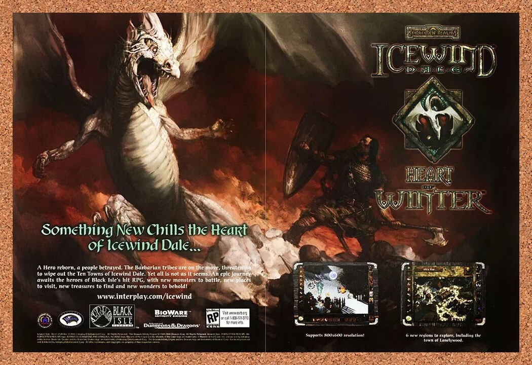 2000 Icewind Dale Heart Of Winter PC Original Advertisement / Retro Promo v1