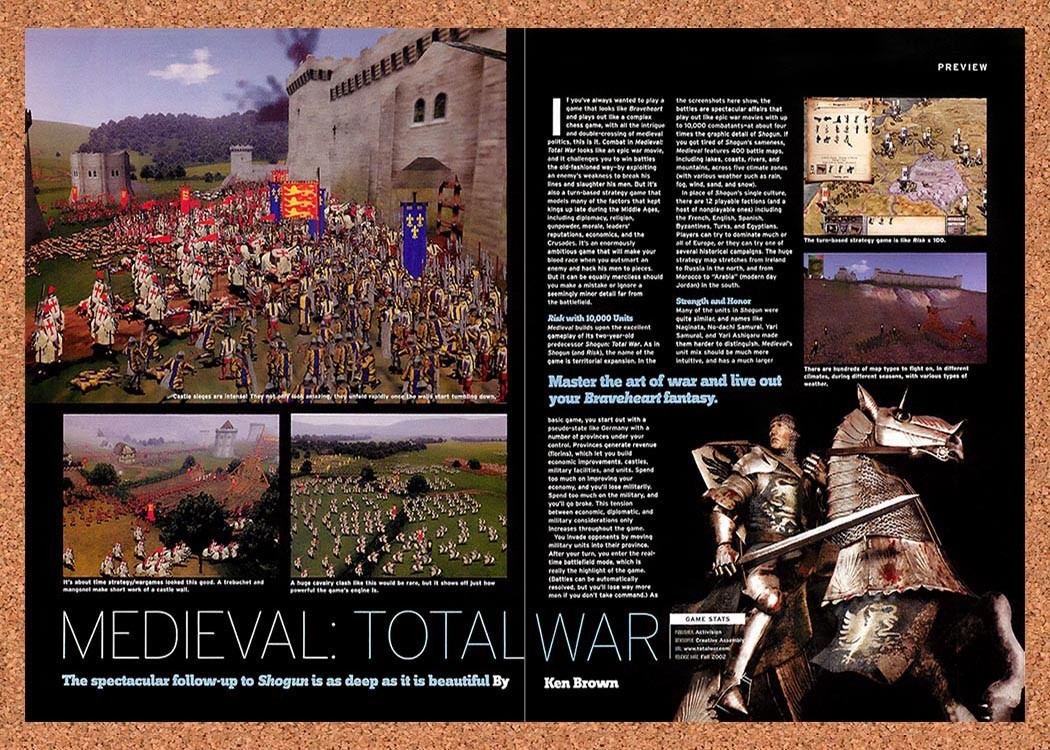 2002 Medieval Total War PC Original Advertisement / Retro Promo vr1