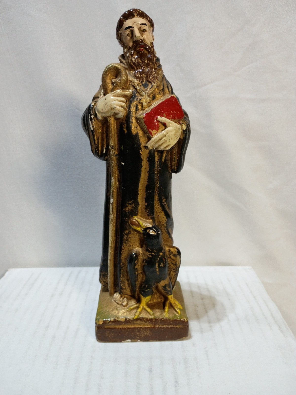 Vintage Plaster St. Benedict Statue, 7.5\