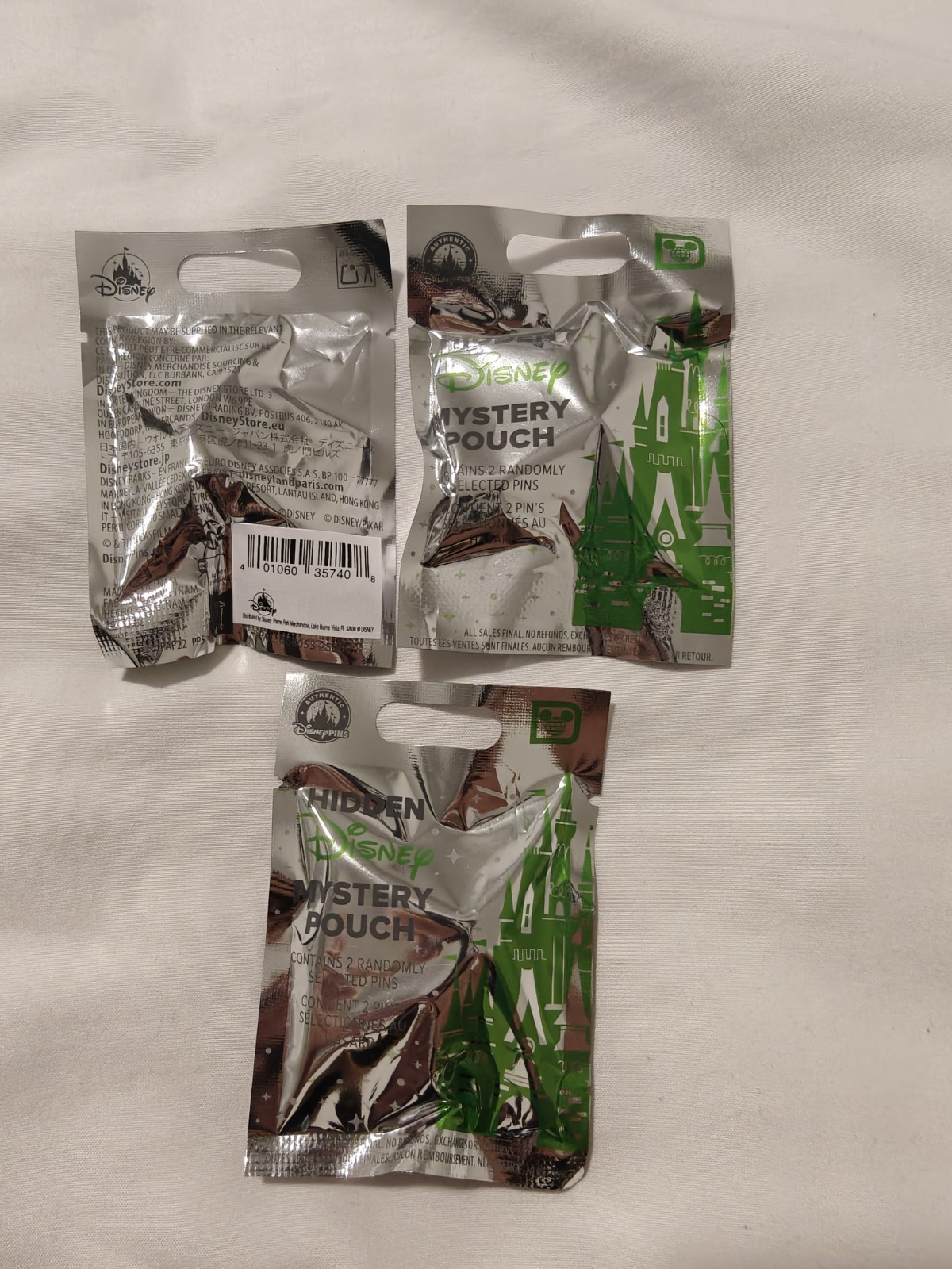 Lot of 3 Disney Parks 2026 Hidden Disney Mystery Pouch Wave A Green Castle NEW