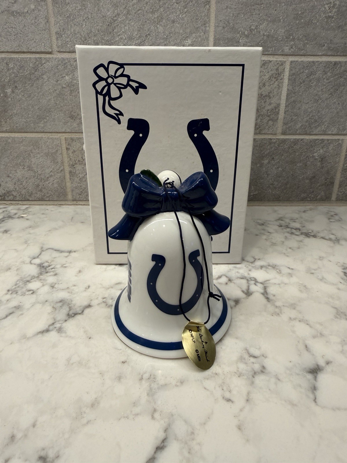 2005 Danbury Mint Indianapolis Colts Bell Santa Christmas Ornament In Box Santa