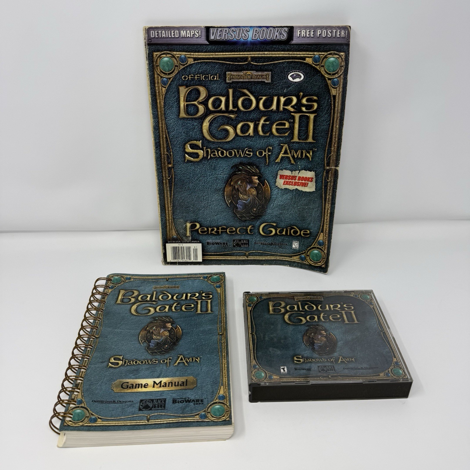 Baldur's Gate 2 II: Shadows of Amn (PC, 2000) 4 Disc Set , Manual, & Guide Book