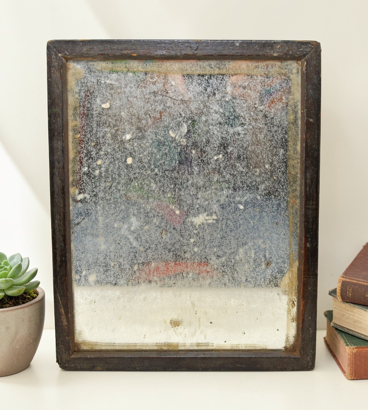 Antique Wooden Wall Décor Mirror Frame Original Old Hand Crafted