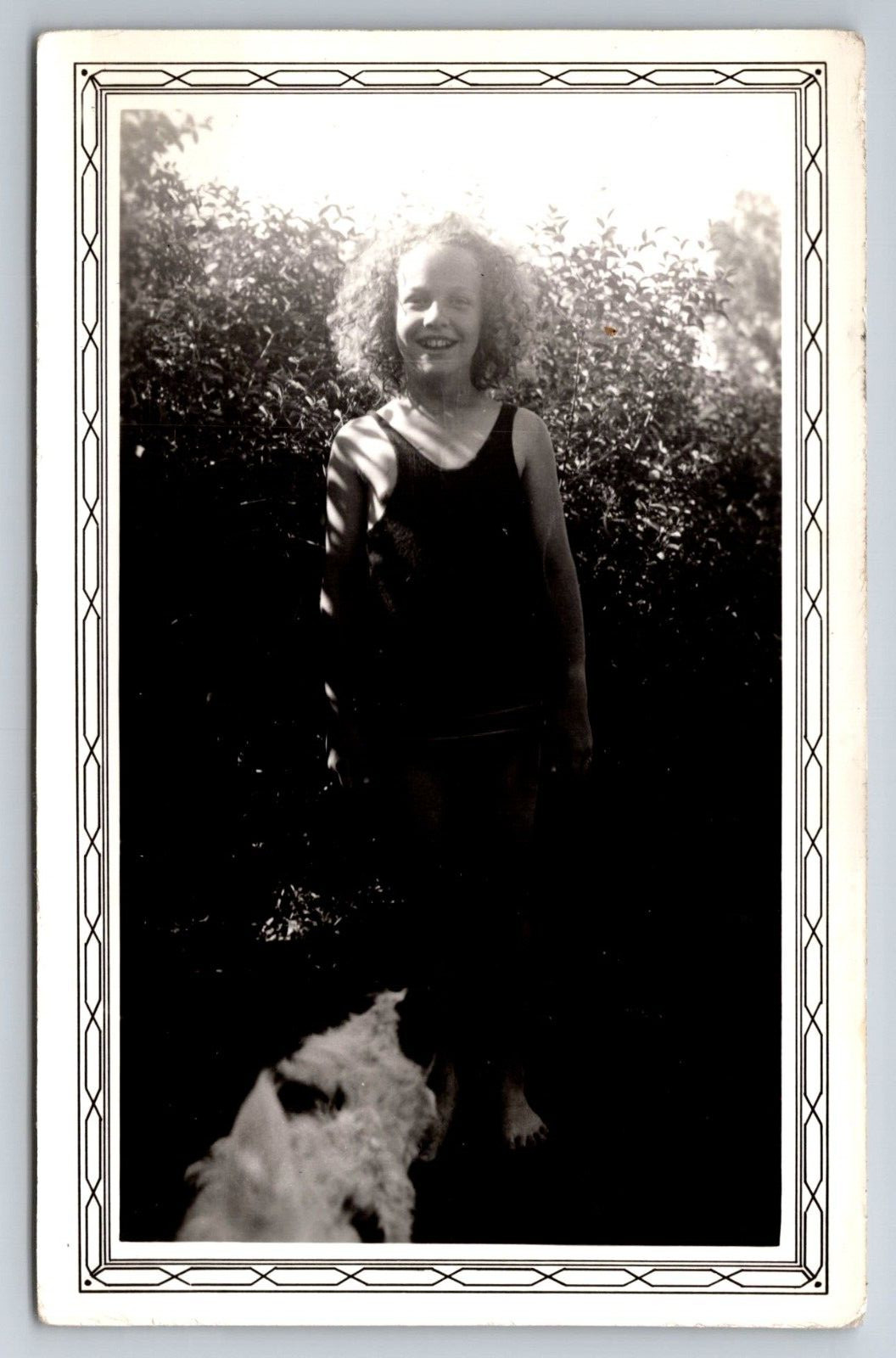 2 Vintage Photos Girls Swimsuit Dog Funny Dress Super Cute -5651