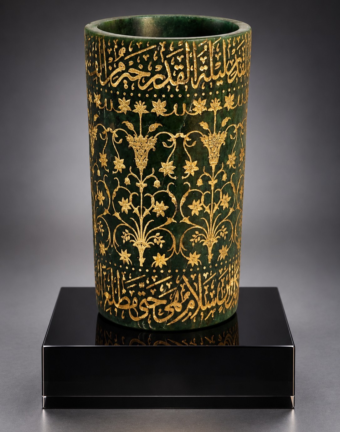 Rare islamic mughal hardstone tumbler handengraved with quran verses. 