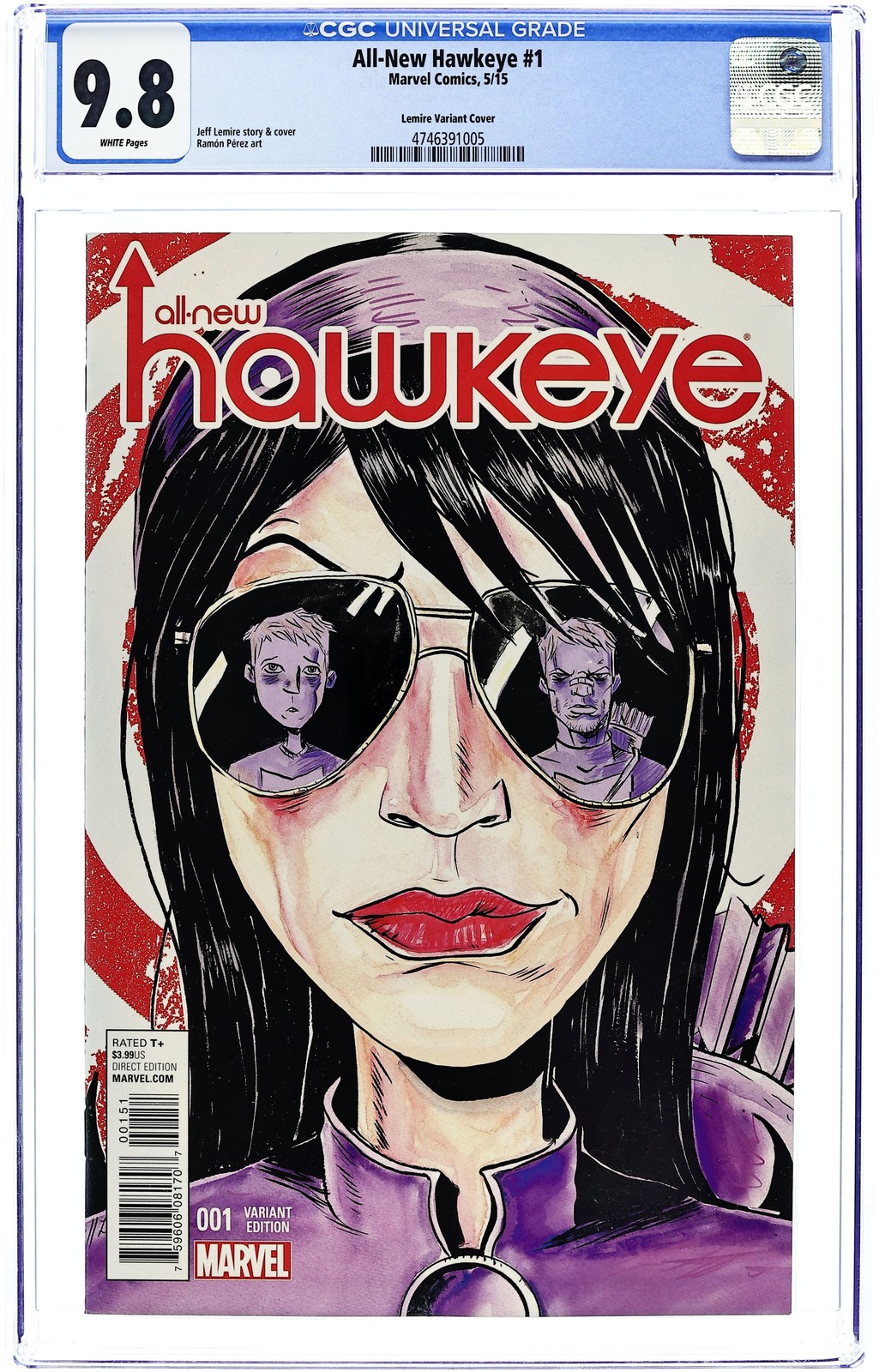 All New Hawkeye 1B Lemire 1:25 Variant CGC 9.8 2015 4746391005