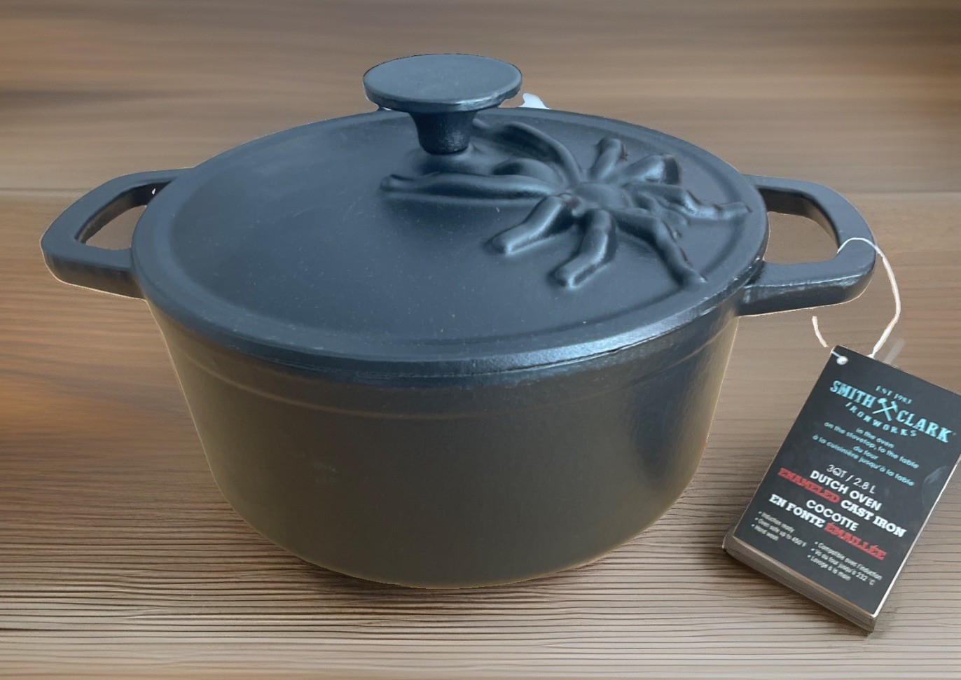 Smith & Clark Black Spider Cast Iron Dutch Oven 3 Qt Halloween Cauldron 