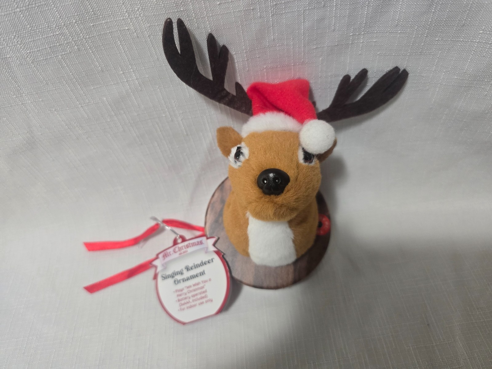 Mr. Christmas Singing Reindeer Plush Mounted Head Wish You A Merry Christmas