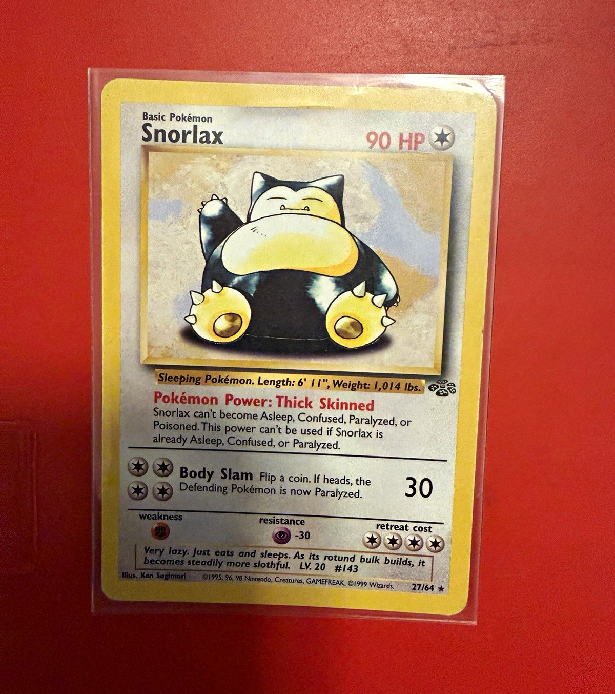 1999 Pokémon Jungle Snorlax 27/64 Unlimited English Wizards Ken Sugimori
