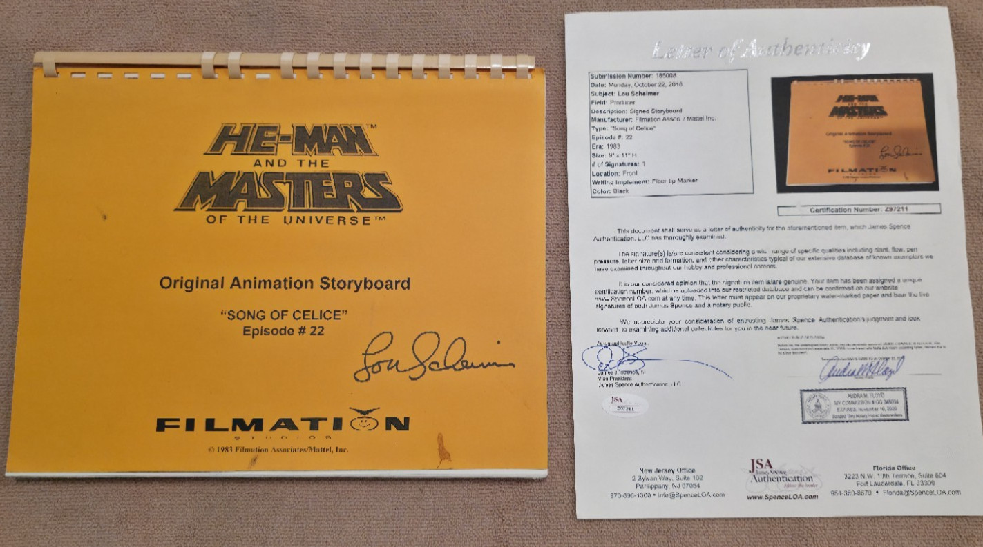 He-Man MOTU Original Animation Storyboard Lou Scheimer Signed JSA COA