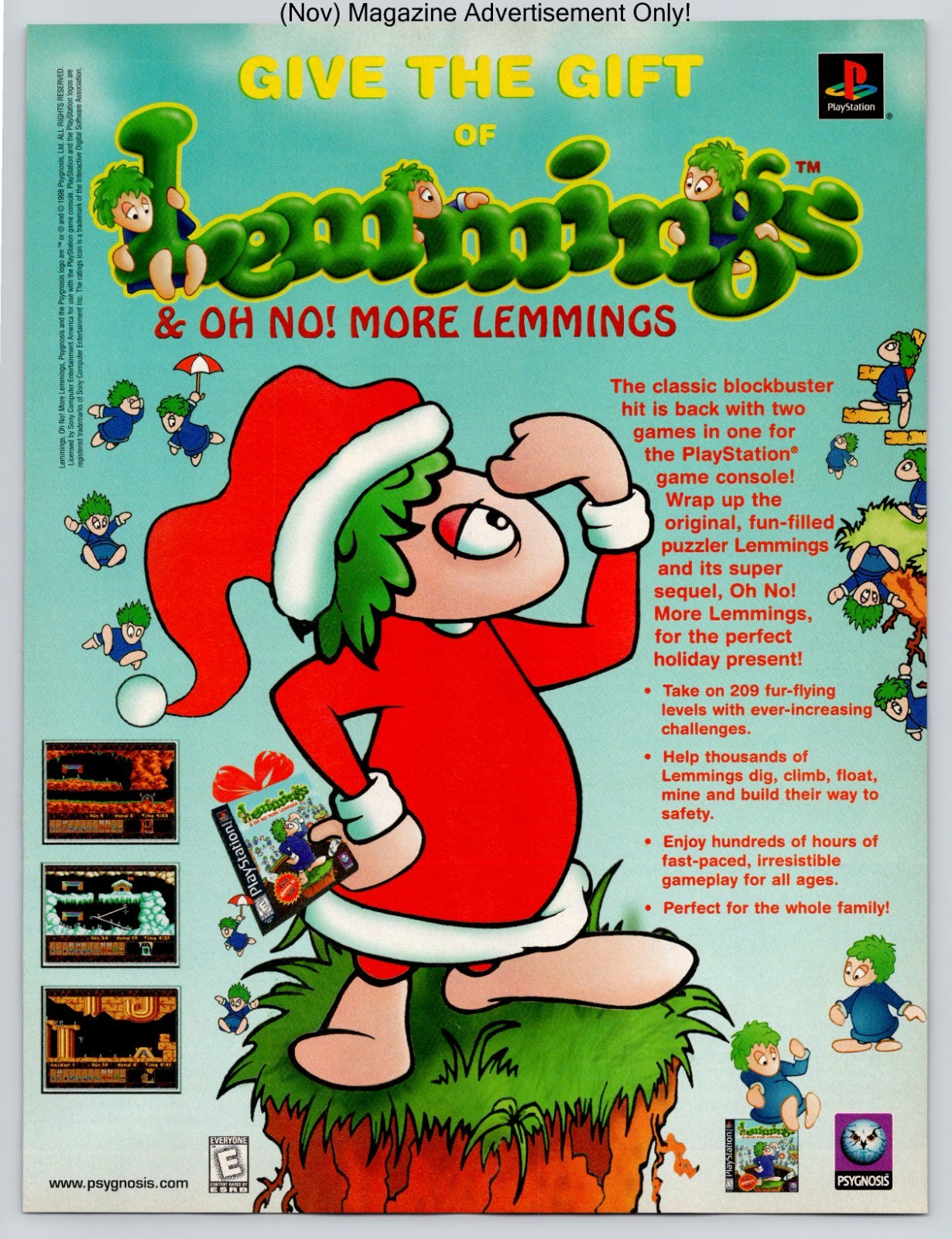 Lemmings Oh No More Lemmings PlayStation Psygnosis Holiday 1998 Advertisement