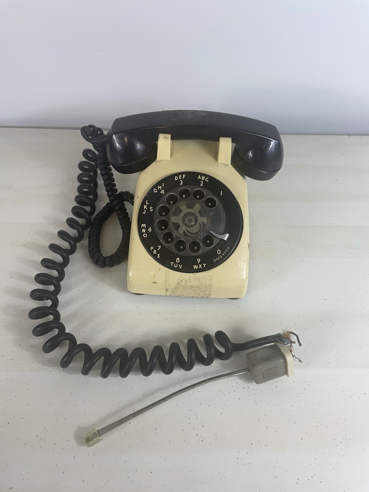 1950s WESTERN ELECTRIC C/D 500 BLACK & White Rotary Dial Desk Table Telephone
