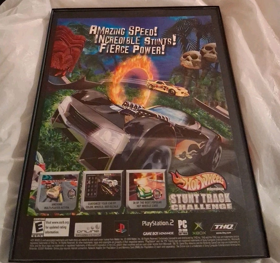 Hot Wheels Stunt Track Challenge Video Game Framed Print Ad 2004 8.5x11