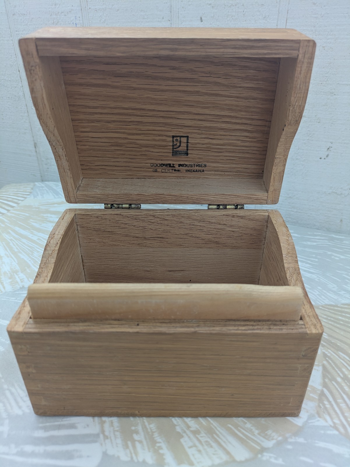 1950s Handmade Oak Recipe Cardbox Goodwill Industries Vintage 50s Kitchen 