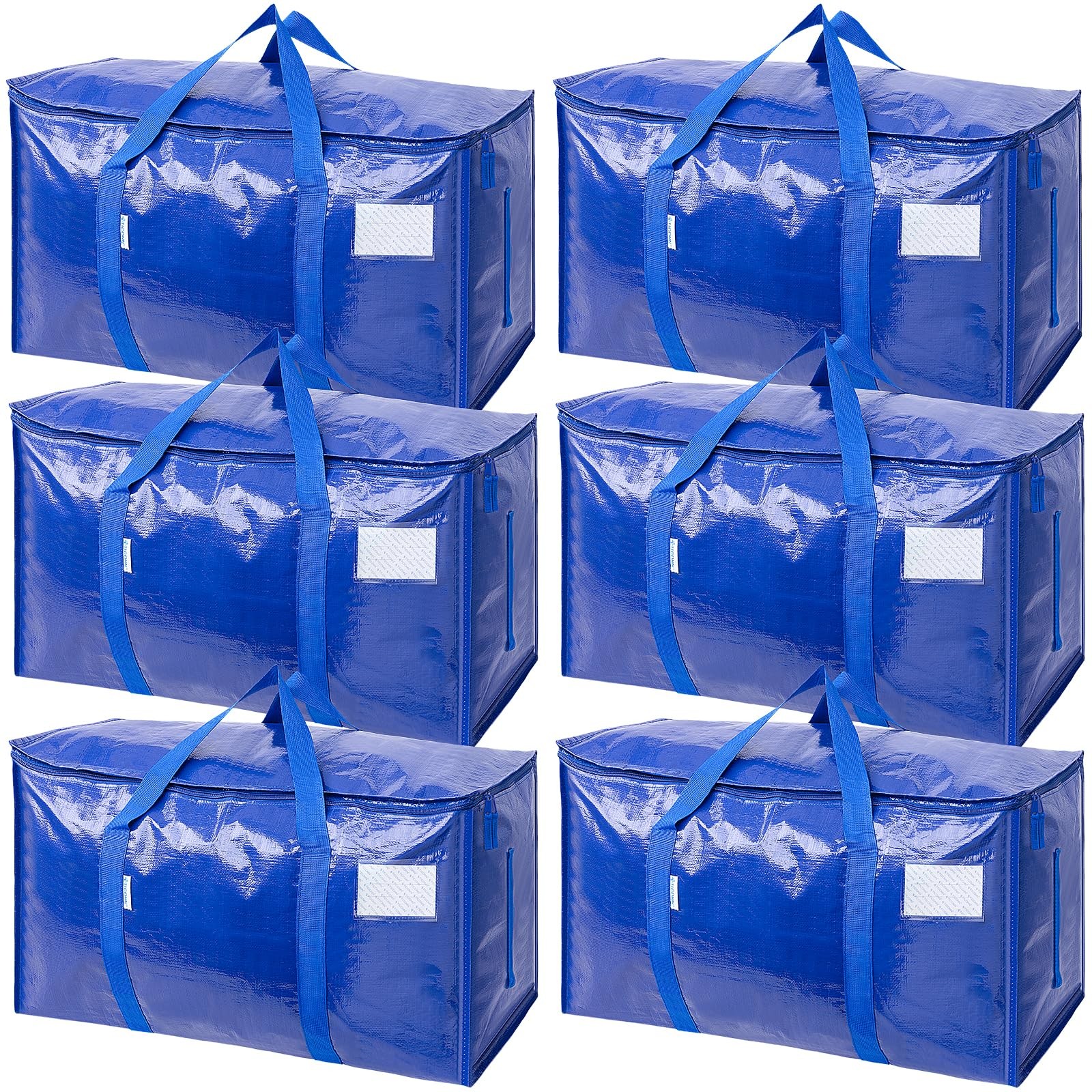 TICONN 6 Pack Extra Large Moving Bags Heavy Duty Blue Zipper Handles