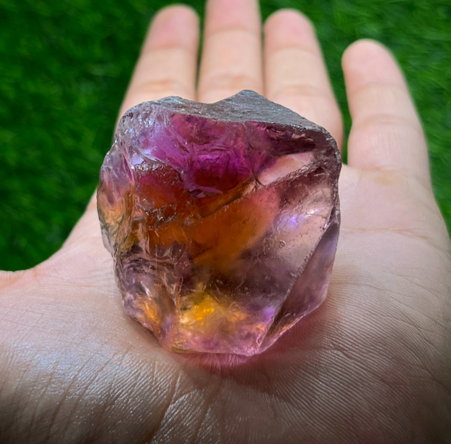 Rare Natural Ametrine Crystal Rough, 499 Ct Purple Golden Bi Color Quartz Point