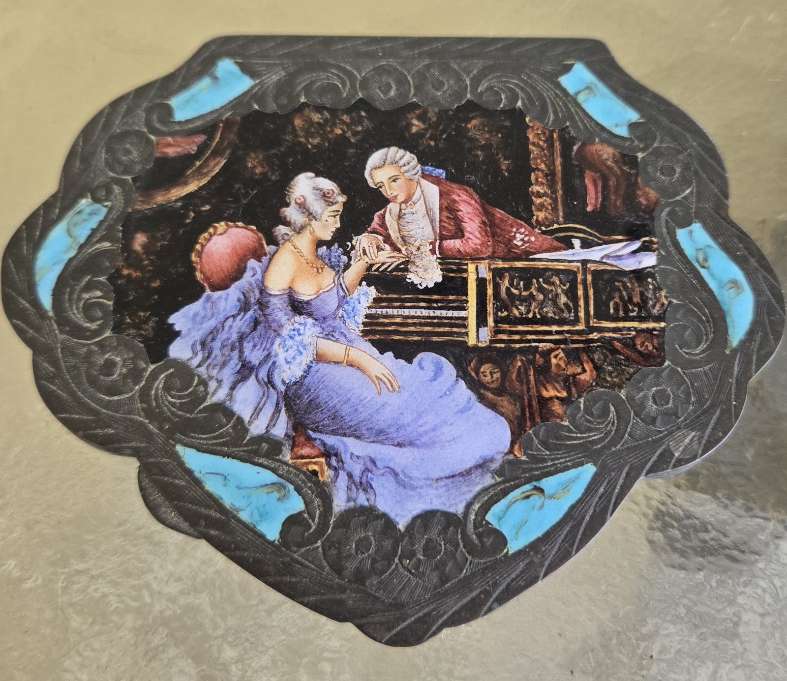 Antique Italian Enamel Compact - Silver 800 stamp 