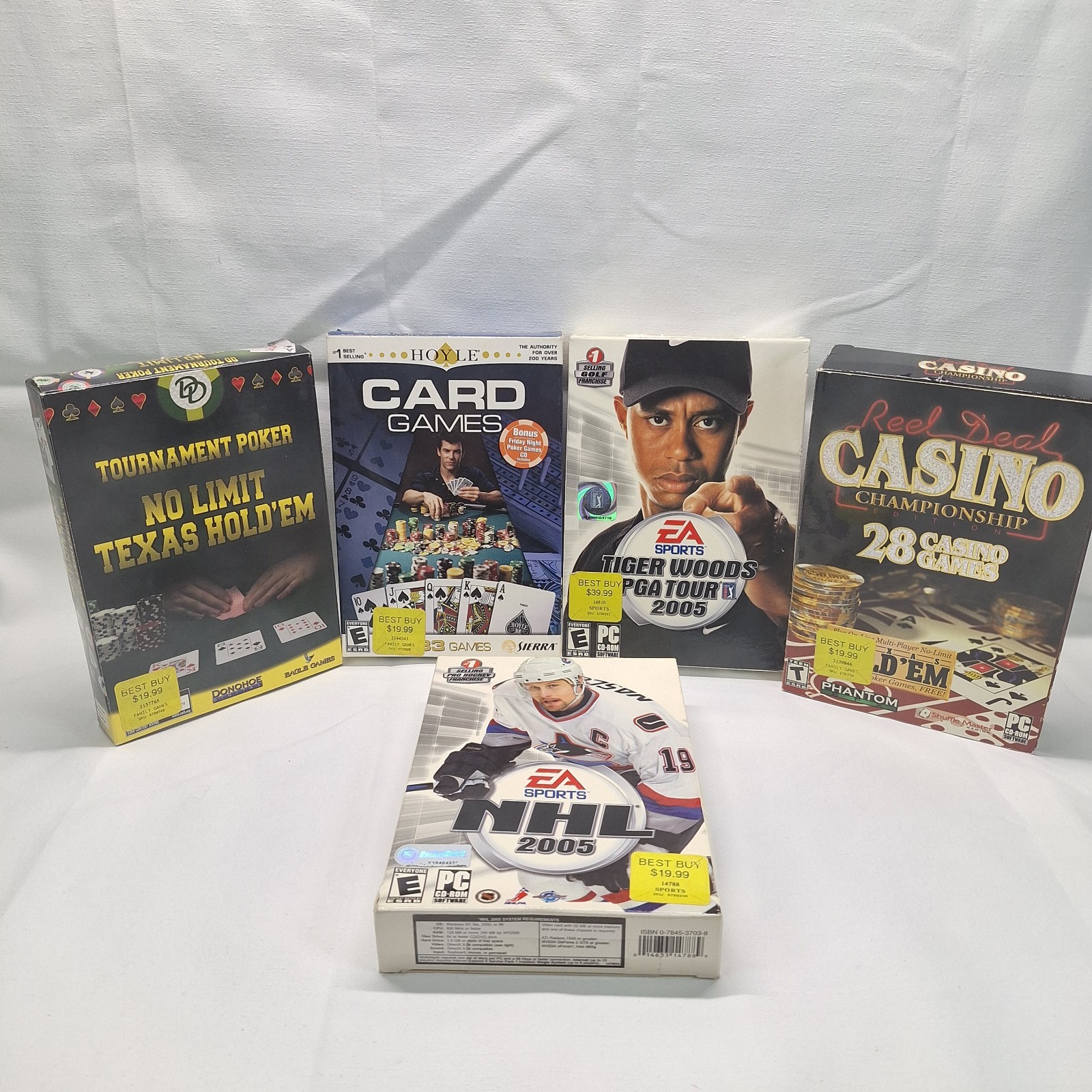 Sealed PC Game Lot Tiger Woods PGA Tour 2005 NHL 2005 Hoyle Card Games