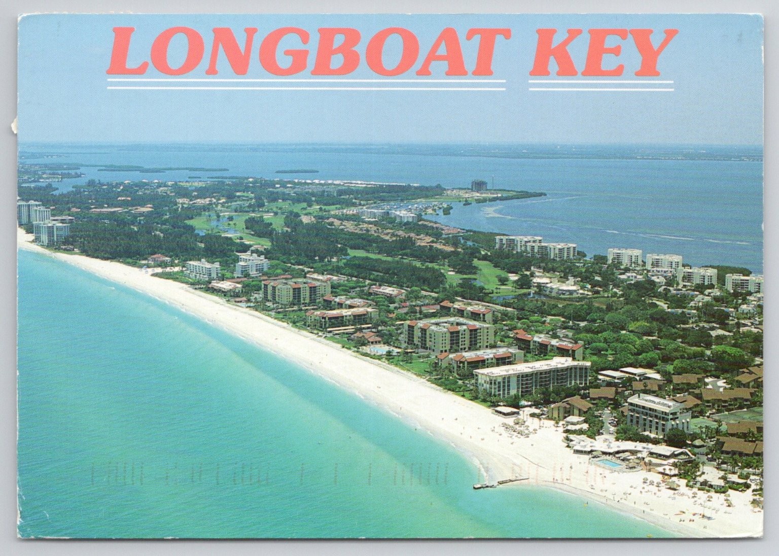 Longboat Key Florida Aerial View Beach Resort Postcard 1996 Suncoast Post Card