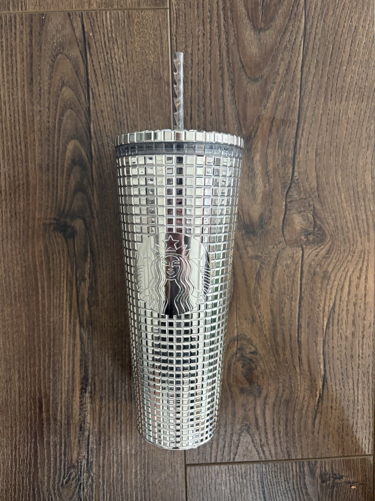 Starbucks 2023 Holiday Christmas Mirror Silver Grid Tumbler Venti 24oz