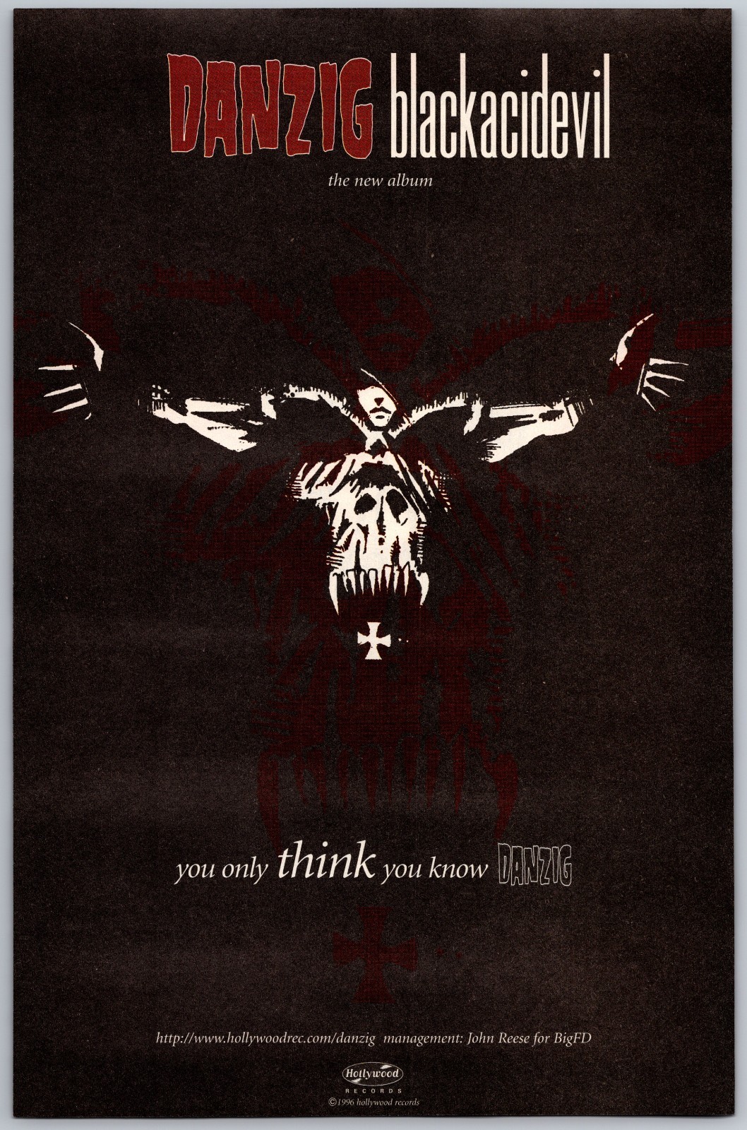 Danzig Blackaciddevil ZPC Print Ad Music Game Poster Art PROMO Original 1996