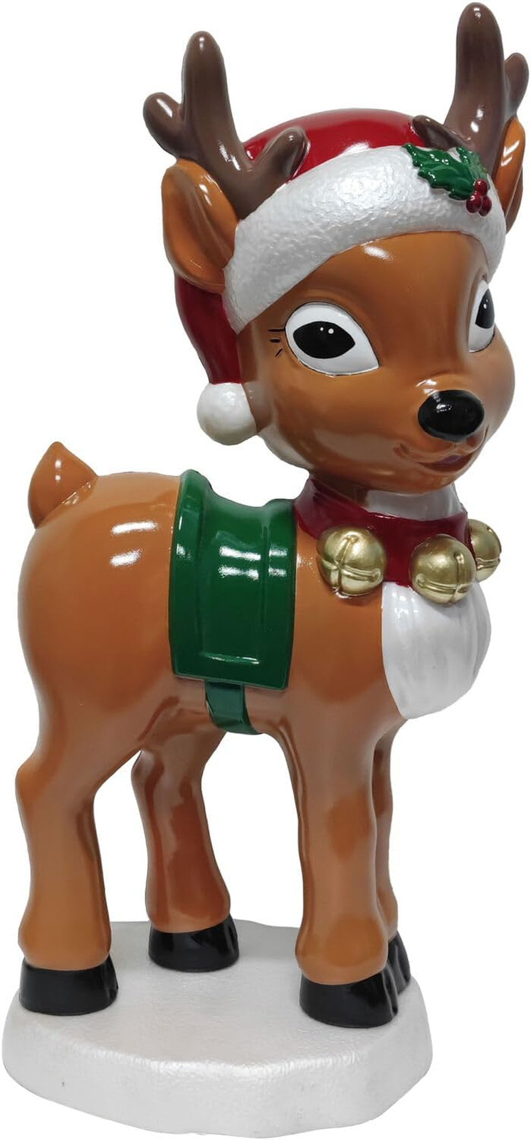 Fraser Hill Farm 28” Reindeer with Santa Hat Blow Mold, Lighted Indoor & Outdoor