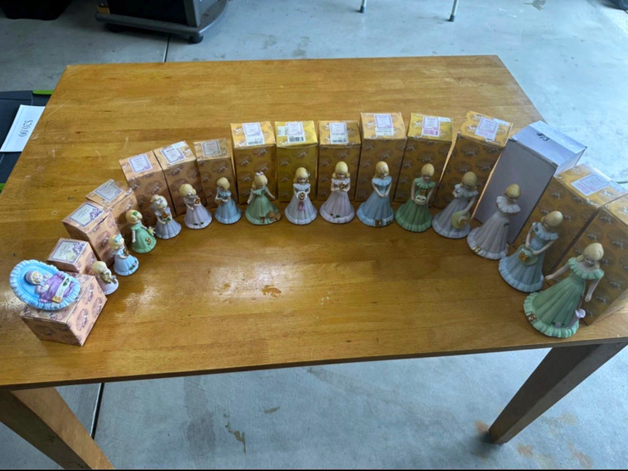 Enesco Growing Up Birthday Girls Ceramic Figurines Mixed Lot, Boxed (1981/83)