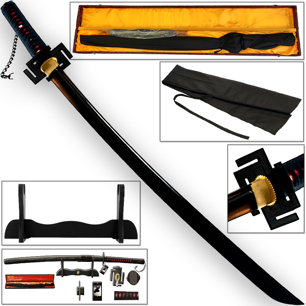 Functional Ichigo Kurosaki Katana 1045 HC Steel FULL TANG Tensa Zangetsu Sword