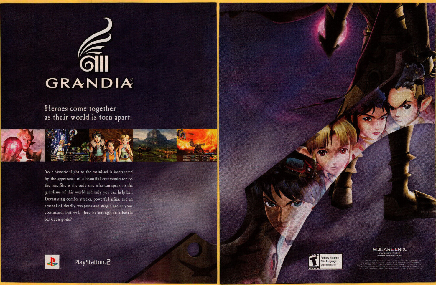 Grandia III RPG Square Enix - 2 Page Video Game Print Ad / Poster Promo Art 2006