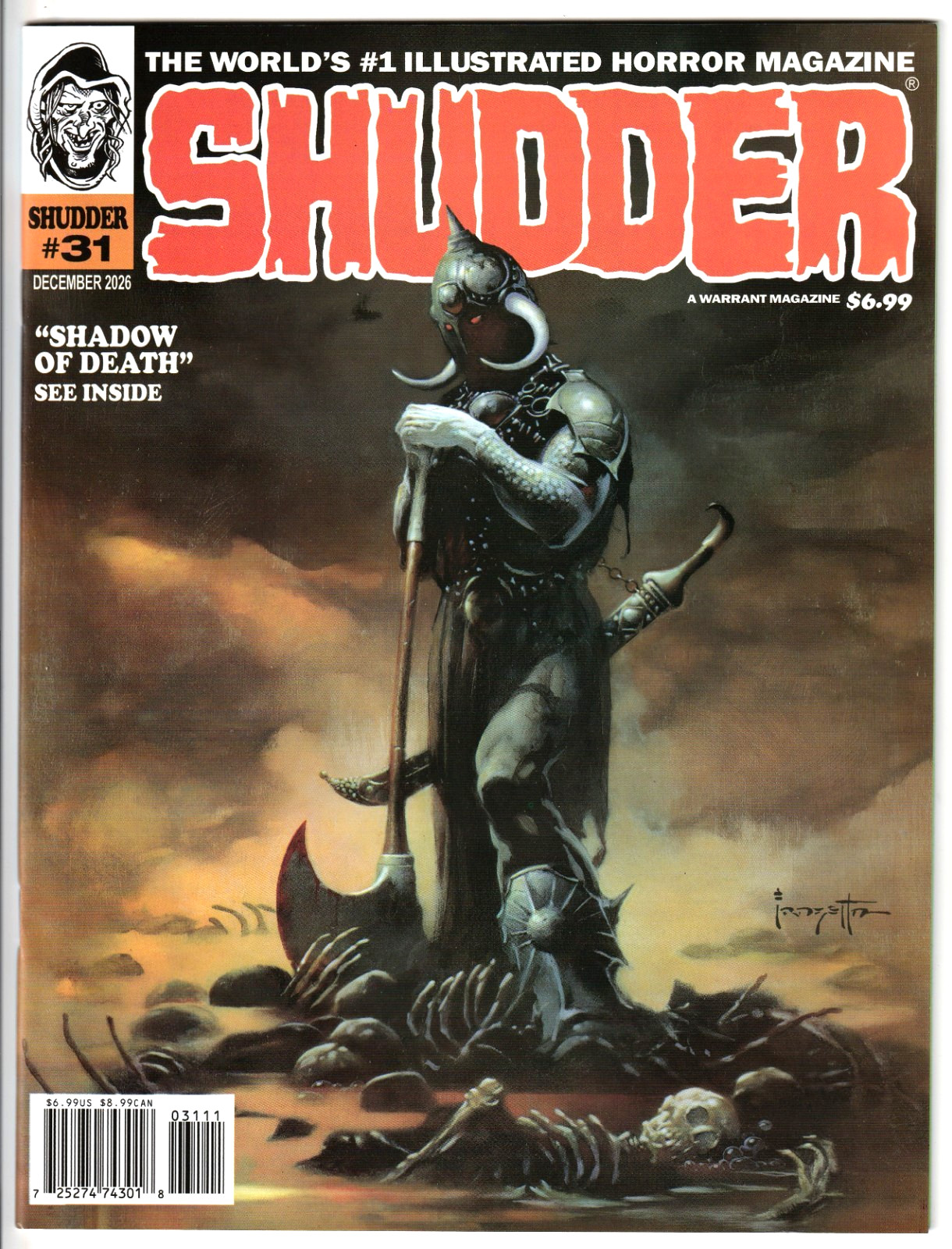 SHUDDER MAGAZINE #31 DEC 2026 NEW UNREAD WARRANT PUBS FRANK FRAZETTA COVER