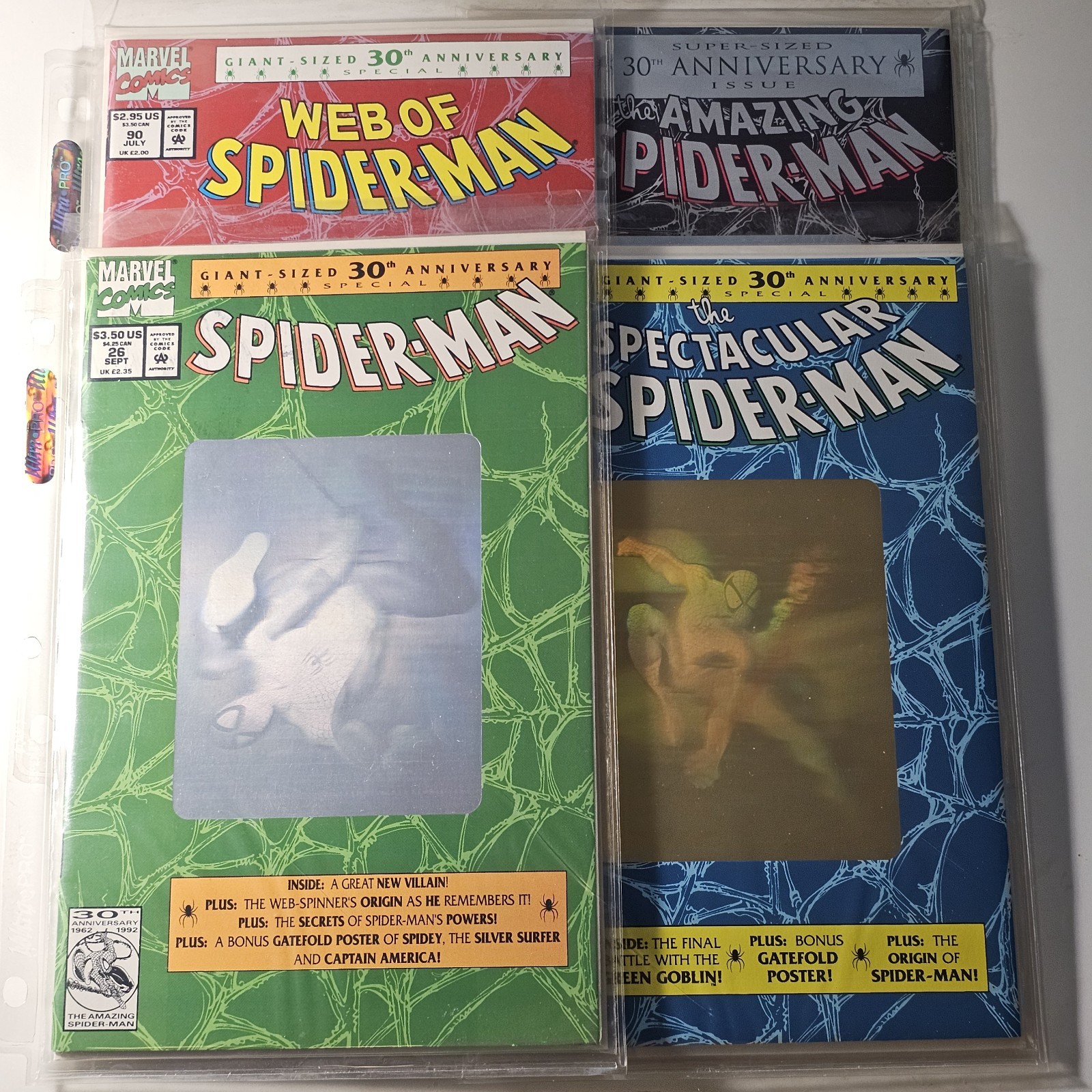 Super/Giant Sized 30th Anniversary Spider-Man, Lot of 4, 1992 Marvel Comics