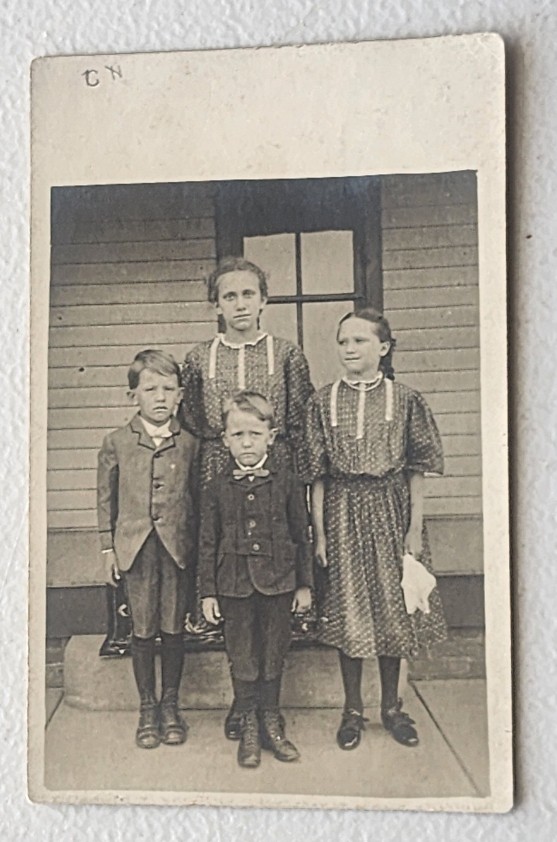 1910s Four Children Portrait RPPC Old Postcard