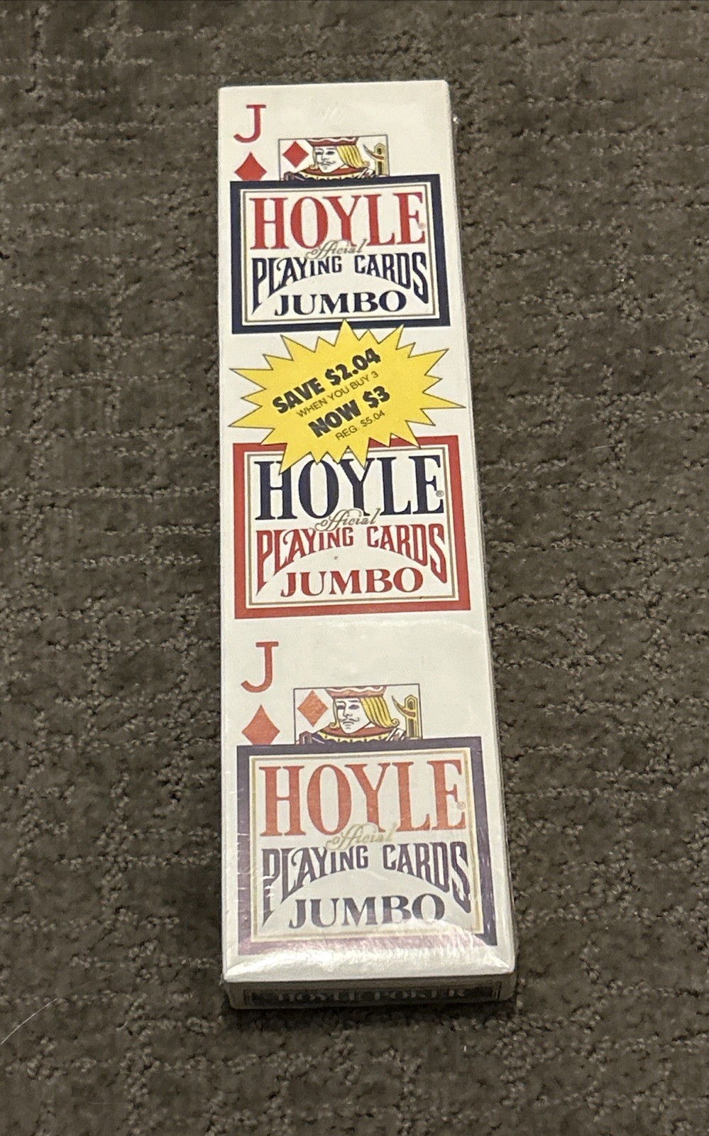 Vintage Rare Hoyle Playing Cards Tall 3 pack Jumbo Decks USA New Sealed