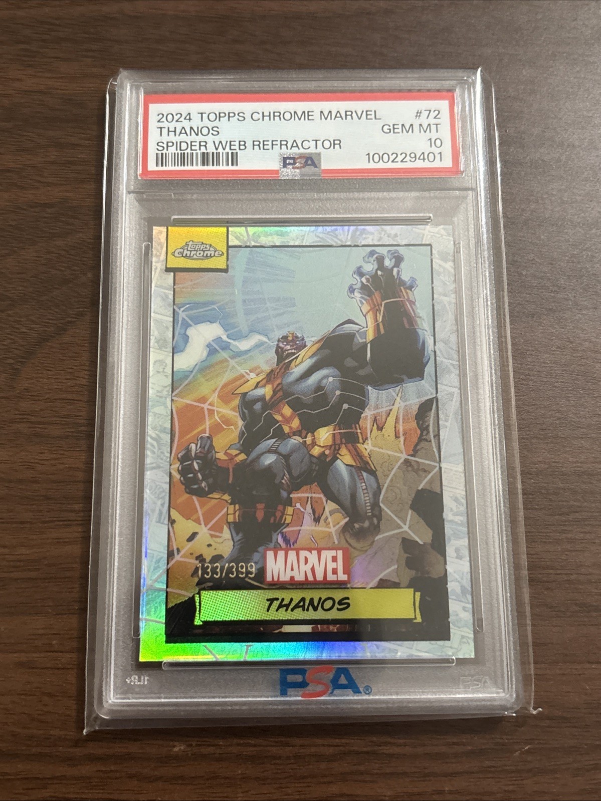 2024 Topps Chrome Marvel Thanos Spider Web Refractor PSA 10