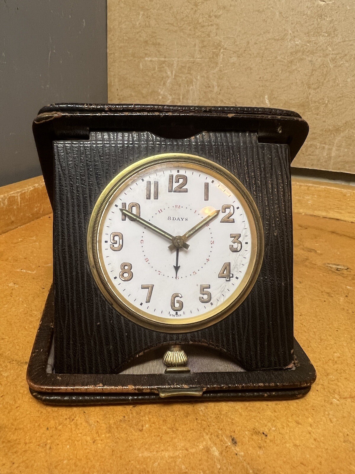 Rare Antique FIFTEEN 75 Jewels mvt Travel Clock Swiss 8-day . Not Working