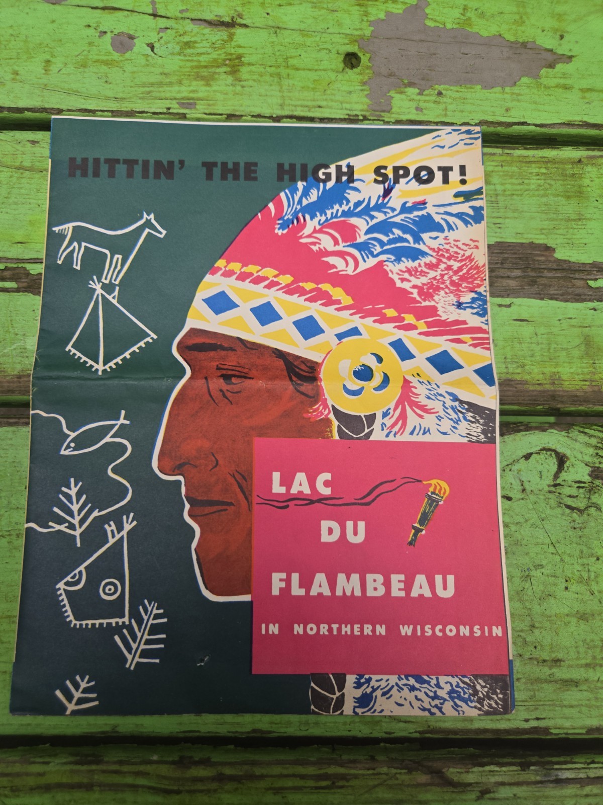 Vintage Orig.LDF WI Chamber Commerce Foldout Pamphlet Lac Du Flambeau Wisconsin